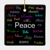 Vrede over de hele wereld in zwart keramisch ornament (Achterkant)