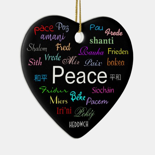 Vrede over de hele wereld in zwart keramisch ornament (Rechts)