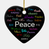 Vrede over de hele wereld in zwart keramisch ornament (Achterkant)