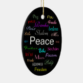 Vrede over de hele wereld in zwart keramisch ornament (Rechts)