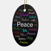 Vrede over de hele wereld in zwart keramisch ornament (Links)