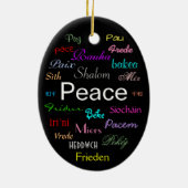 Vrede over de hele wereld in zwart keramisch ornament (Achterkant)