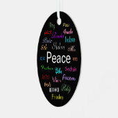 Vrede over de hele wereld in zwart metalen ornament (Voorkant links)