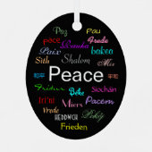 Vrede over de hele wereld in zwart metalen ornament (Achterkant)