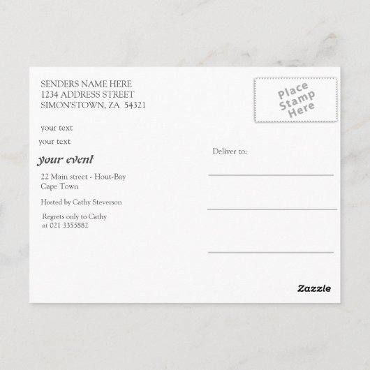 Vrede overal ter wereld briefkaart (Achterkant)