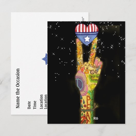 Vrede, Partij, Overwinning USA Uitnodiging - SRF Briefkaart (Voorkant / Achterkant)