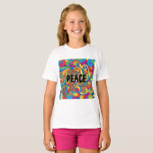 Vrede retro stijl t-shirt (Voorkant volledig)