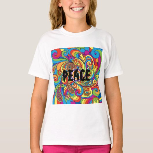 Vrede retro stijl t-shirt (Voorkant)