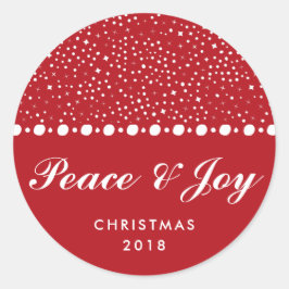 Vrede Rode Decoratieve Kerstvakantie Ronde Sticker