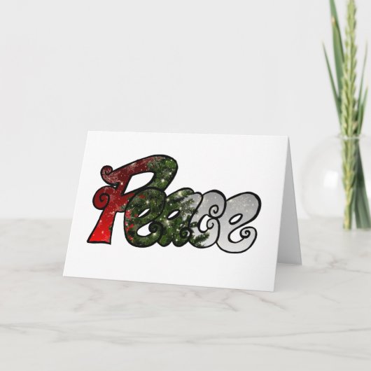 Vrede rode groene zilveren kerstboom kaart (Voorkant)