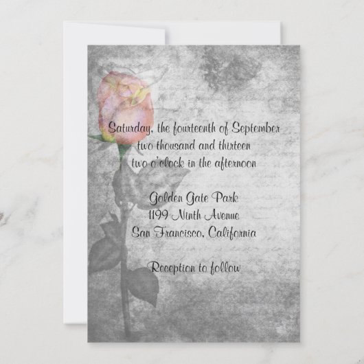 Vrede Roos bruiloft Kaart (Achterkant)