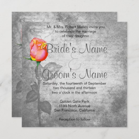  Vrede Roos bruiloft Kaart (Voorkant / Achterkant)