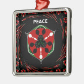 "Vrede: Schild met embleem" Art Print Metalen Ornament (Links)