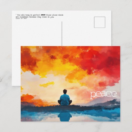 "vrede" Schriftkaart van Jesaja 26:3. Briefkaart (Voorkant / Achterkant)