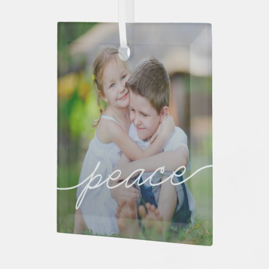 VREDE schrijven Aangepaste fotoversieringen Glas Ornament (Voorkant links)