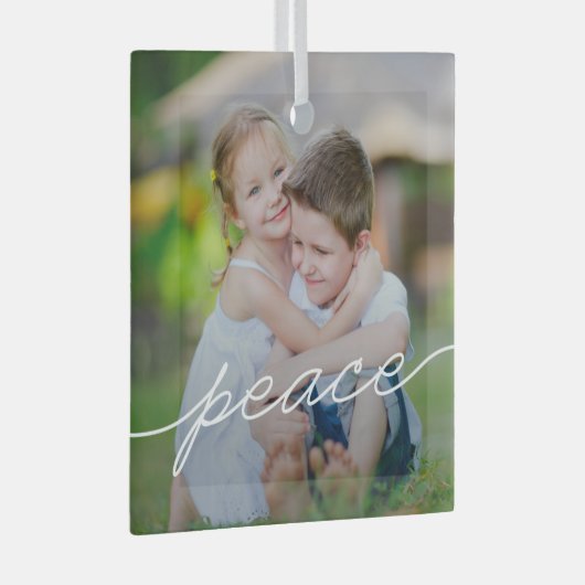 VREDE schrijven Aangepaste fotoversieringen Glas Ornament (Voorkant Rechts)