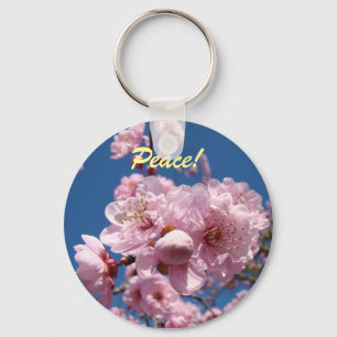 Vrede! sleutelhanger cadeaus Blauwe Lucht Roze Boo