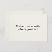 Vrede sluiten waar je de basis affirmatie Kaart be (Voorkant / Achterkant)