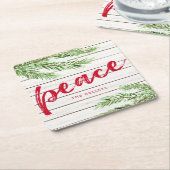 Vrede, Snowy Evergreen gepersonaliseerd Kartonnen Onderzetters (Schuin)