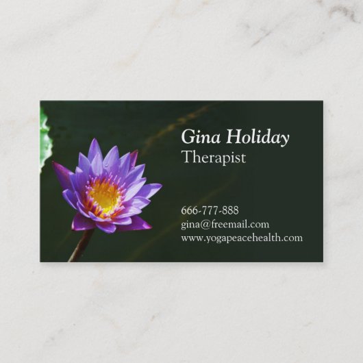 Vrede, Stillness, Water Lily, Yoga, Meditatie Visitekaartje (Voorkant)