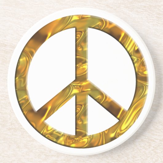 VREDE symbool - GOUD Zandsteen Onderzetter (Voorkant)