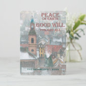 Vrede ter wereld - Uitzicht van het Dorp van de Feestdagenkaart (Staand voorkant)