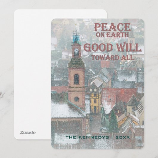 Vrede ter wereld - Uitzicht van het Dorp van de Feestdagenkaart (Voorkant / Achterkant)