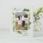 Vrede tot 2020 moderne dennenbladeren Kerstmis Feestdagenkaart (Staand voorkant)