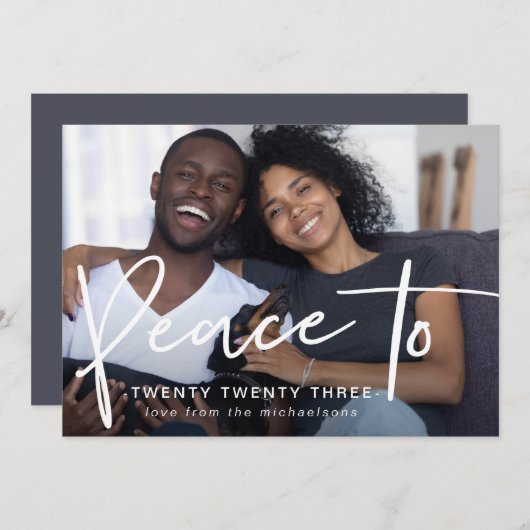 Vrede tot drieëntwintig Nieuwjaar Foto Blauw (Voorkant / Achterkant)