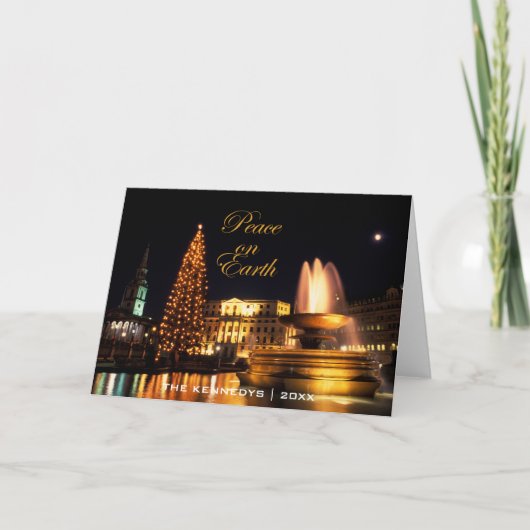 Vrede - Trafalgar Vierkant bij Kerstmis, Londen Feestdagen Kaart (Voorkant)