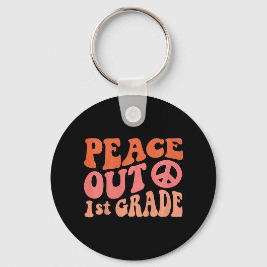 Vrede uit 1e klas Grappige Retro 70's Laatste dag Sleutelhanger (Voorkant)