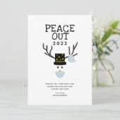 Vrede uit 2022 grappige nieuwjaars gezichtsmasker feestdagenkaart (Staand voorkant)