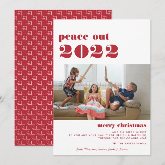 Vrede uit 2022 | Vakkerfeestdag — Merry-foto Feestdagenkaart (Voorkant / Achterkant)