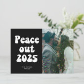 Vrede uit 2023 Retro  Nieuwjaar foto Vakantie Feestdagenkaart (Staand voorkant)