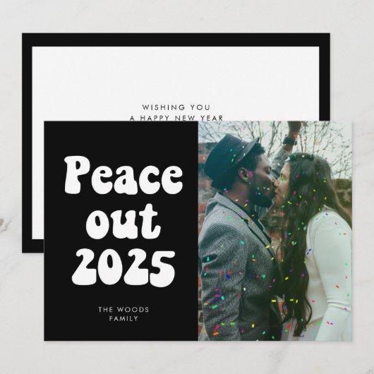 Vrede uit 2023 Retro  Nieuwjaar foto Vakantie Feestdagenkaart (Voorkant / Achterkant)