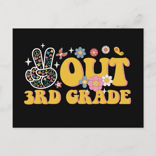 Vrede uit 3e klas Groovy Laatste dag van de school Briefkaart (Voorkant)