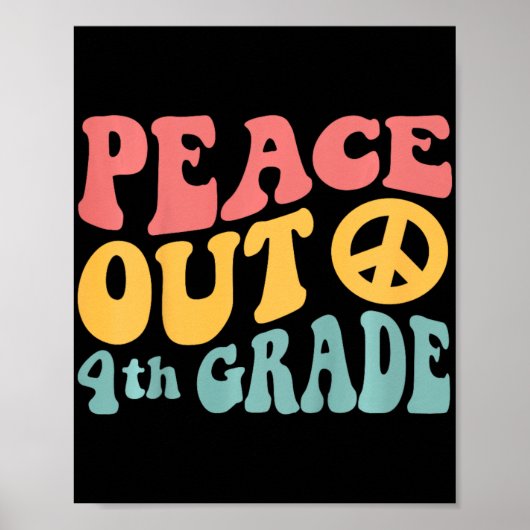 Vrede uit 4e klas Grappige Retro 70's Laatste dag Poster (Voorkant)