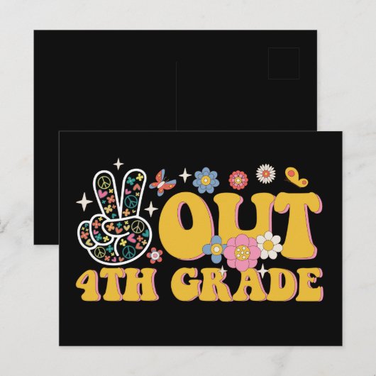 Vrede uit 4e klas Groovy Laatste dag van de school Briefkaart (Voorkant / Achterkant)