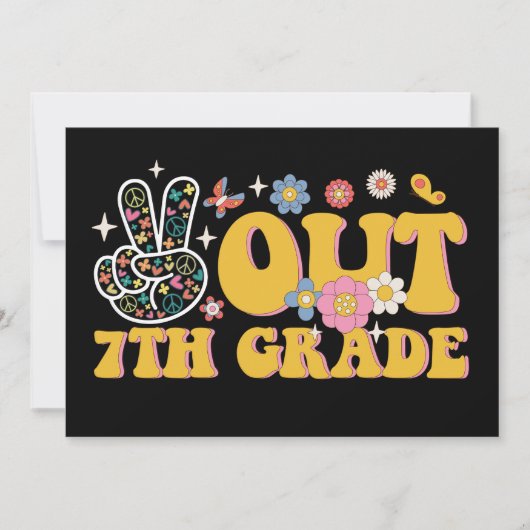 Vrede uit 7e klas groovy laatste schooldag kaart (Voorkant)