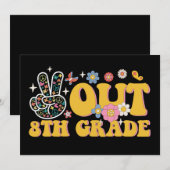 Vrede uit 8e klas groovy laatste schooldag kaart (Voorkant / Achterkant)