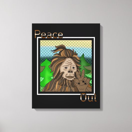 Vrede uit | Bigfoot Sasquatch Pop Art Canvas Afdruk (Voorkant)