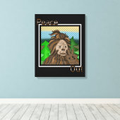 Vrede uit | Bigfoot Sasquatch Pop Art Canvas Afdruk (Insitu (Houten vloer))