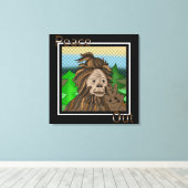 Vrede uit | Bigfoot Sasquatch Pop Art Canvas Afdruk (Insitu (Houten vloer))