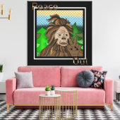 Vrede uit | Bigfoot Sasquatch Pop Art Canvas Afdruk (Insitu (Woonkamer))