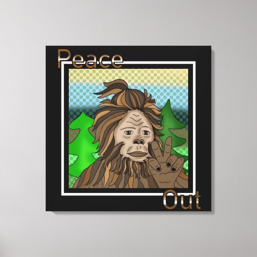 Vrede uit | Bigfoot Sasquatch Pop Art Canvas Afdruk (Voorkant)