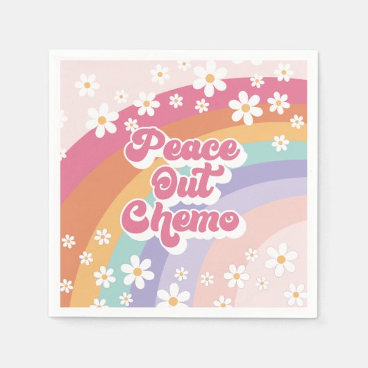 Vrede Uit Chemo Retro Regenboog Madeliefje Servet (Voorkant)