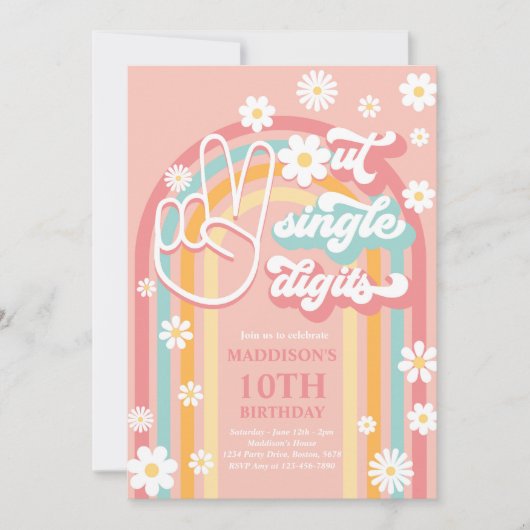 Vrede Uit Eén cijfer Boho Regenboog 10e Verjaardag Kaart (Voorkant)