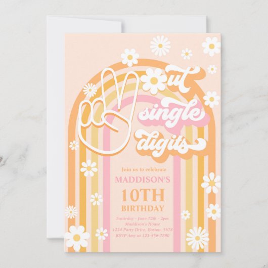 Vrede Uit Eén cijfer Boho Regenboog 10e Verjaardag Kaart (Voorkant)