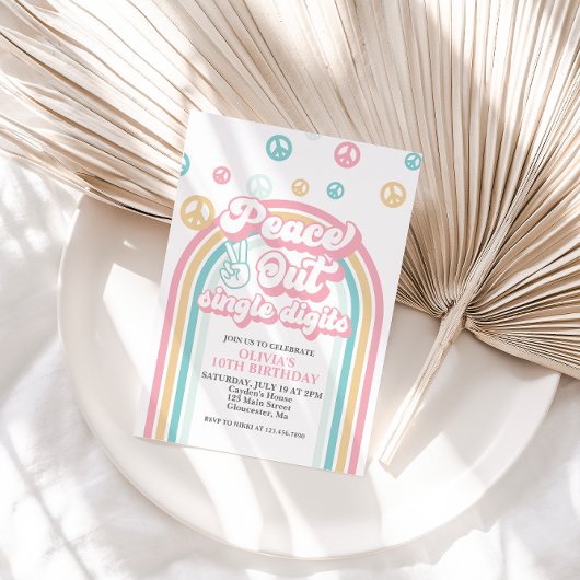 Vrede Uit Eén Cijfer Retro 10e Verjaardag Kaart