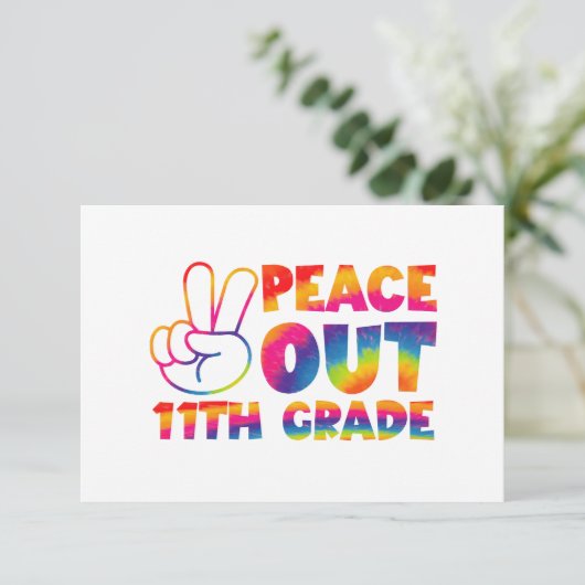 Vrede Uit Elfde Grade Tie Dye 11e Grade Bedankkaart (Staand voorkant)